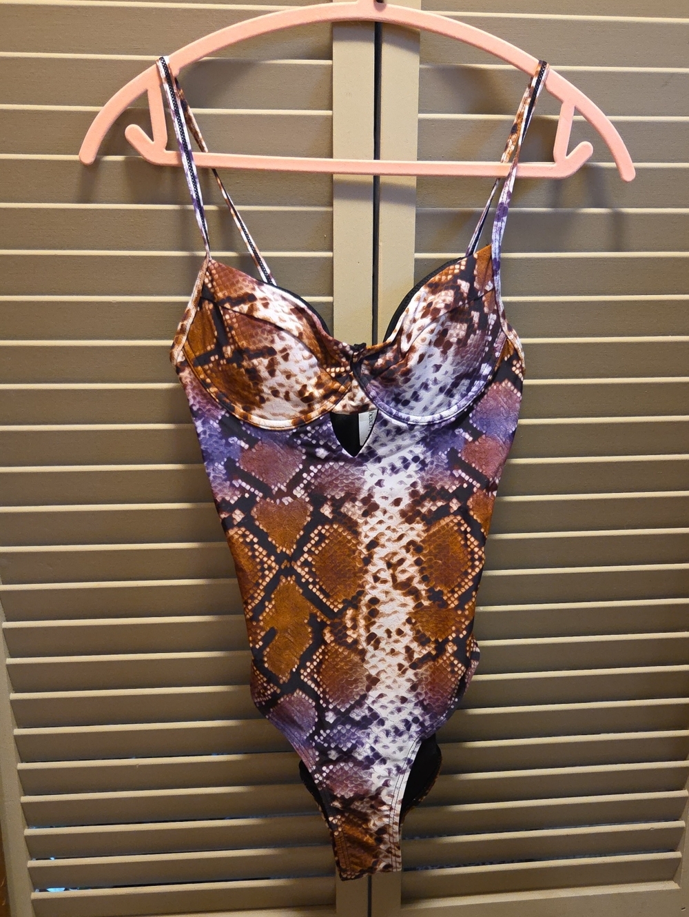 Dead SEXY!!! Snake-Print Women’s Swim Bodysuit in Purple and Brown